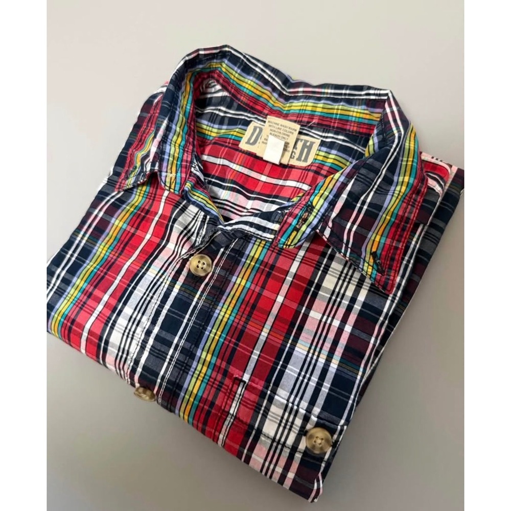 Duluth Trading Co Mens Medium Short Sleeve Plaid Button Down Shirt Multi Color